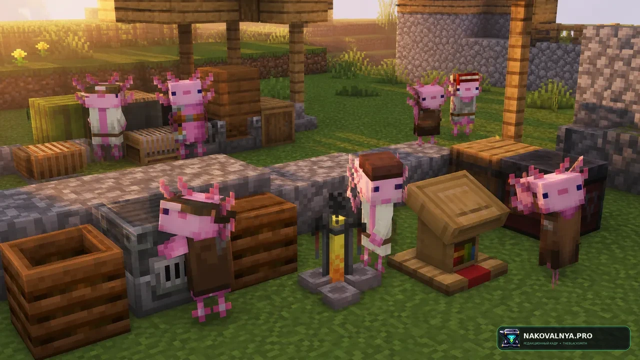 Axolotl villagers: жителей-аксолотлей — редакционная иллюстрация 2 из 3