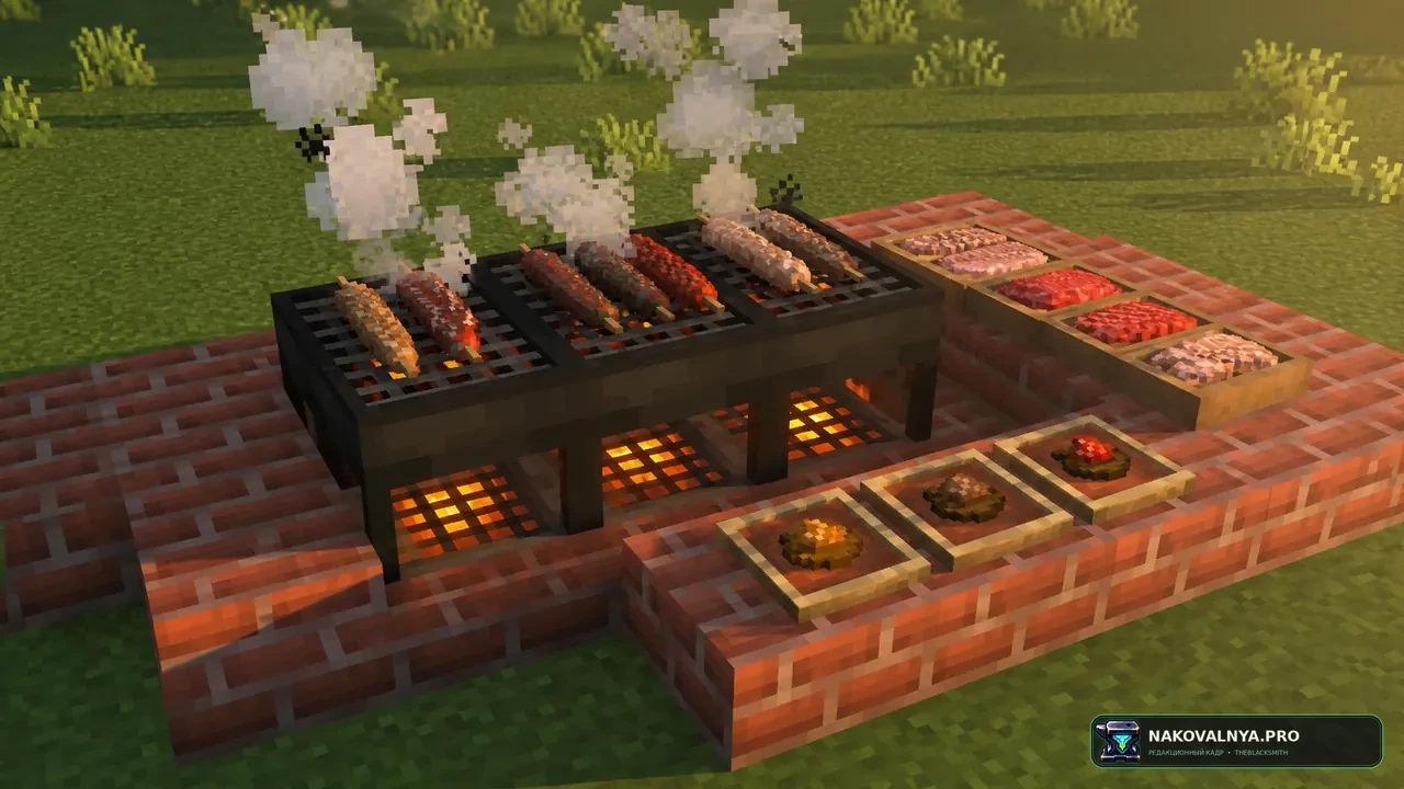 Barbeque's Delight [Forge/NeoForge]: пошаговое приготовление шашлыков на гриле — редакционная иллюстрация 2 из 3