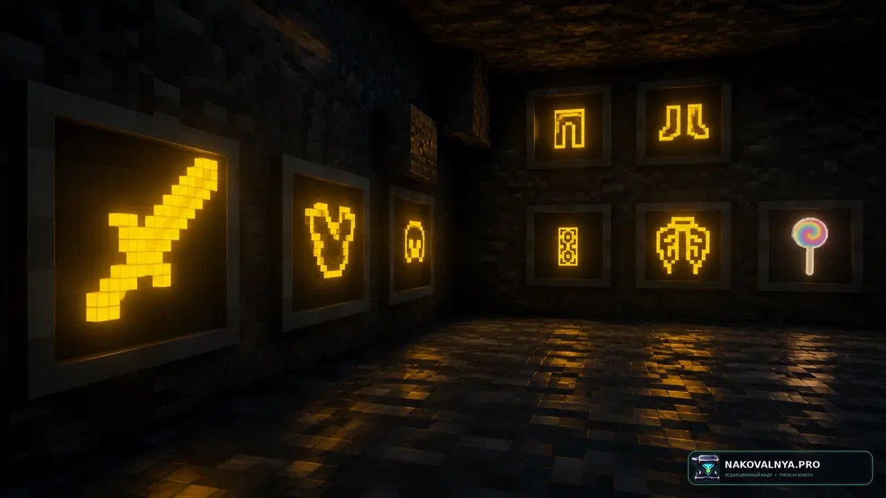 Chaos PvP pack: простое светящееся оформление незеритового PvP — редакционная иллюстрация 2 из 3
