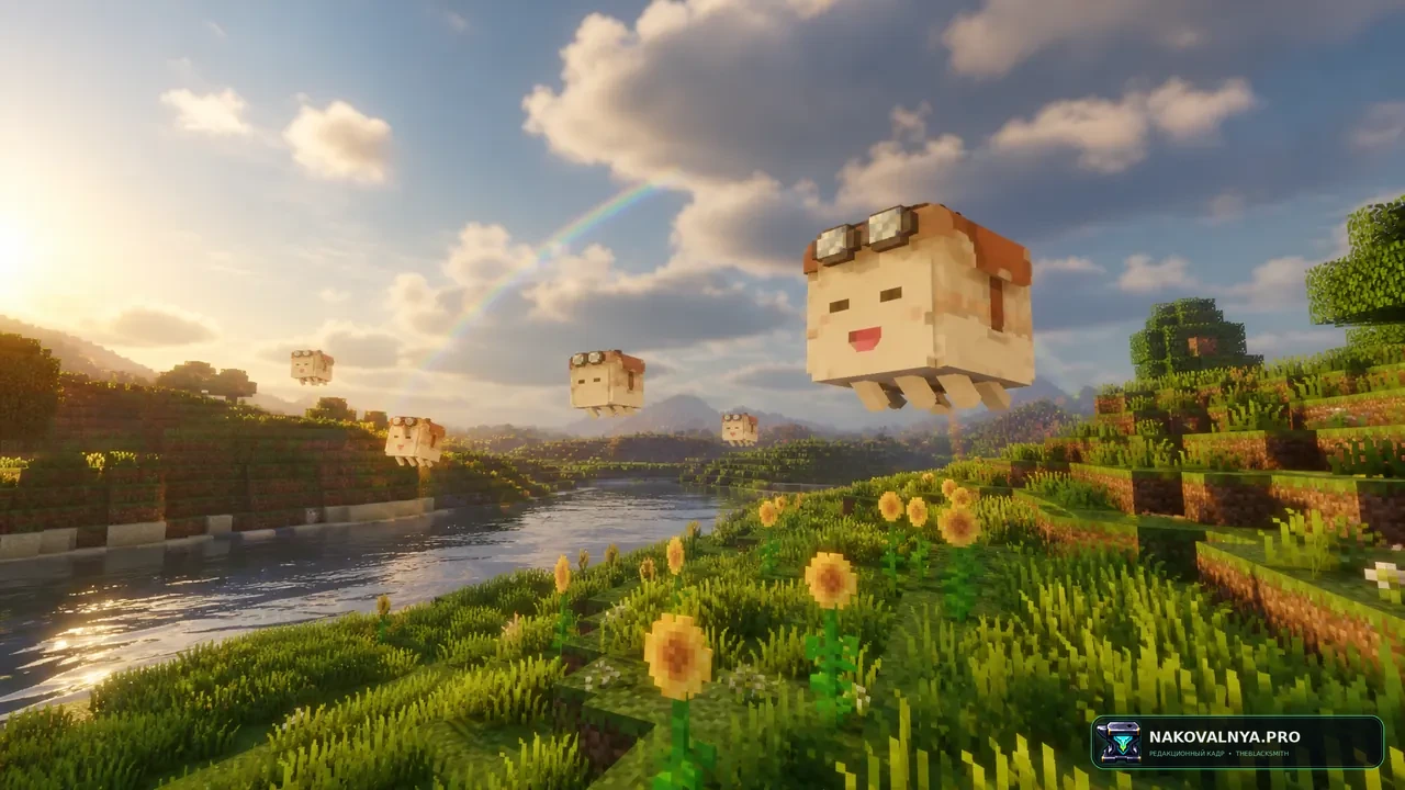Cute Happy Ghast: милых счастливого гаста и гастёнка — редакционная иллюстрация 2 из 3