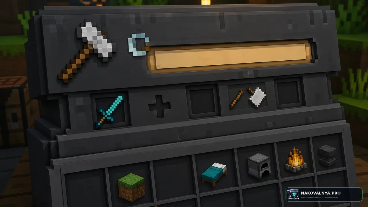 DIEGETIC GUI - immersive crafting menus: иммерсивные меню рабочих блоков — редакционная иллюстрация 3 из 3