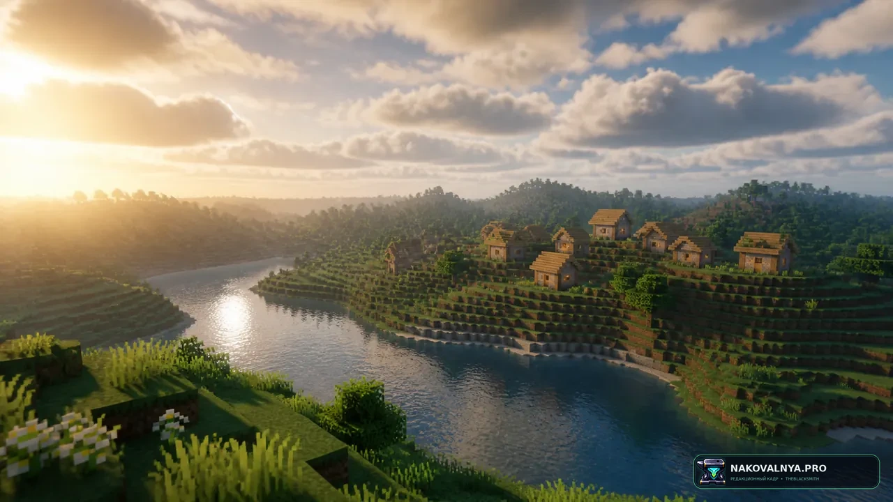 Distant horizon + shaders: дальние горизонты и настраиваемые шейдеры NeoForge — редакционная иллюстрация 2 из 3