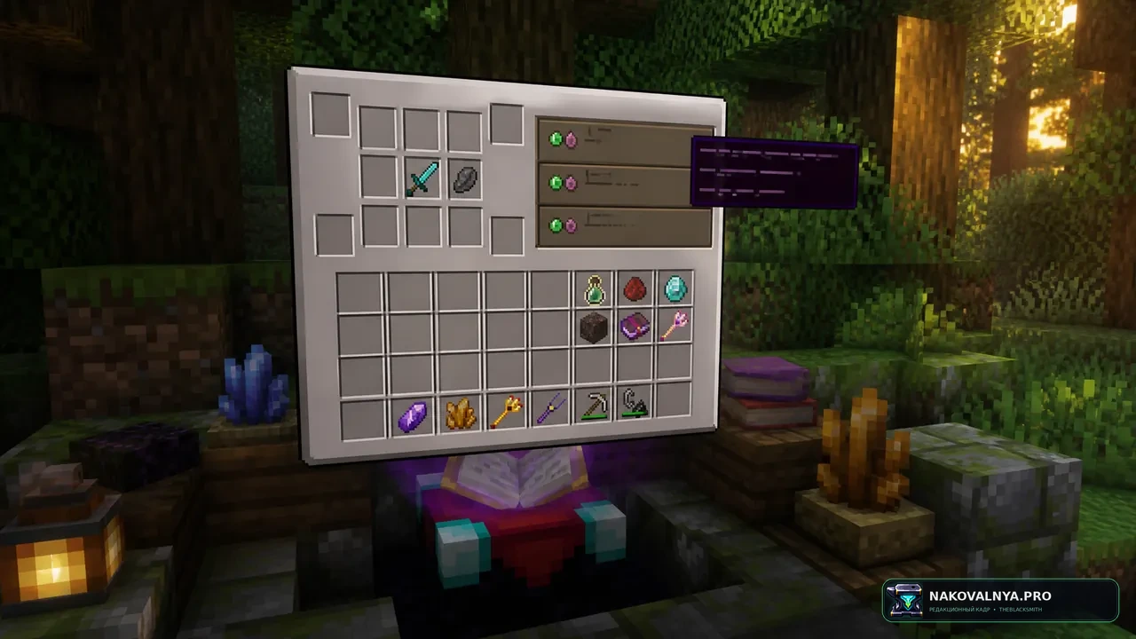 Enchanting Table Descriptions: описания зачарований в столе — редакционная иллюстрация 2 из 3