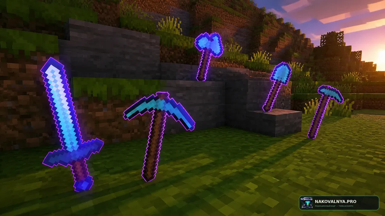 Enchantment Outline 32x: фиолетовый контур зачарованных предметов — редакционная иллюстрация 2 из 3