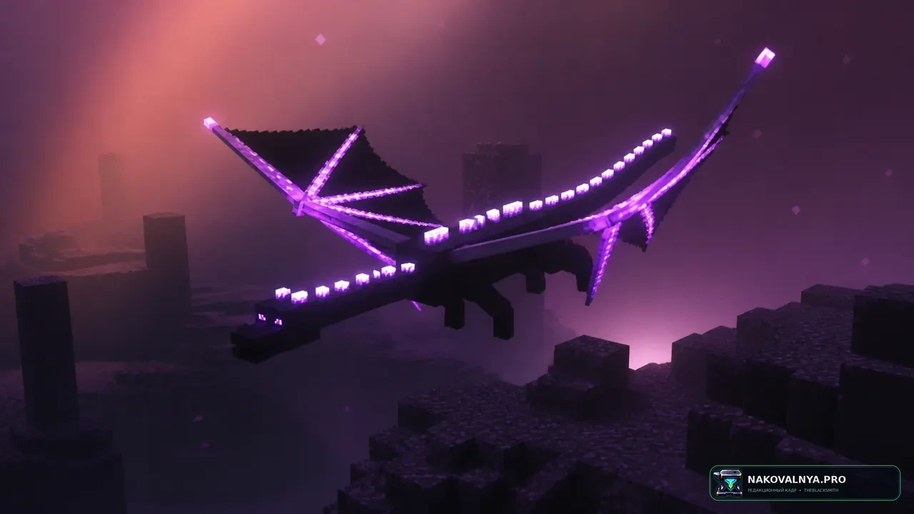 Glowing Ender Dragon: светящийся облик дракона Края — редакционная иллюстрация 2 из 3