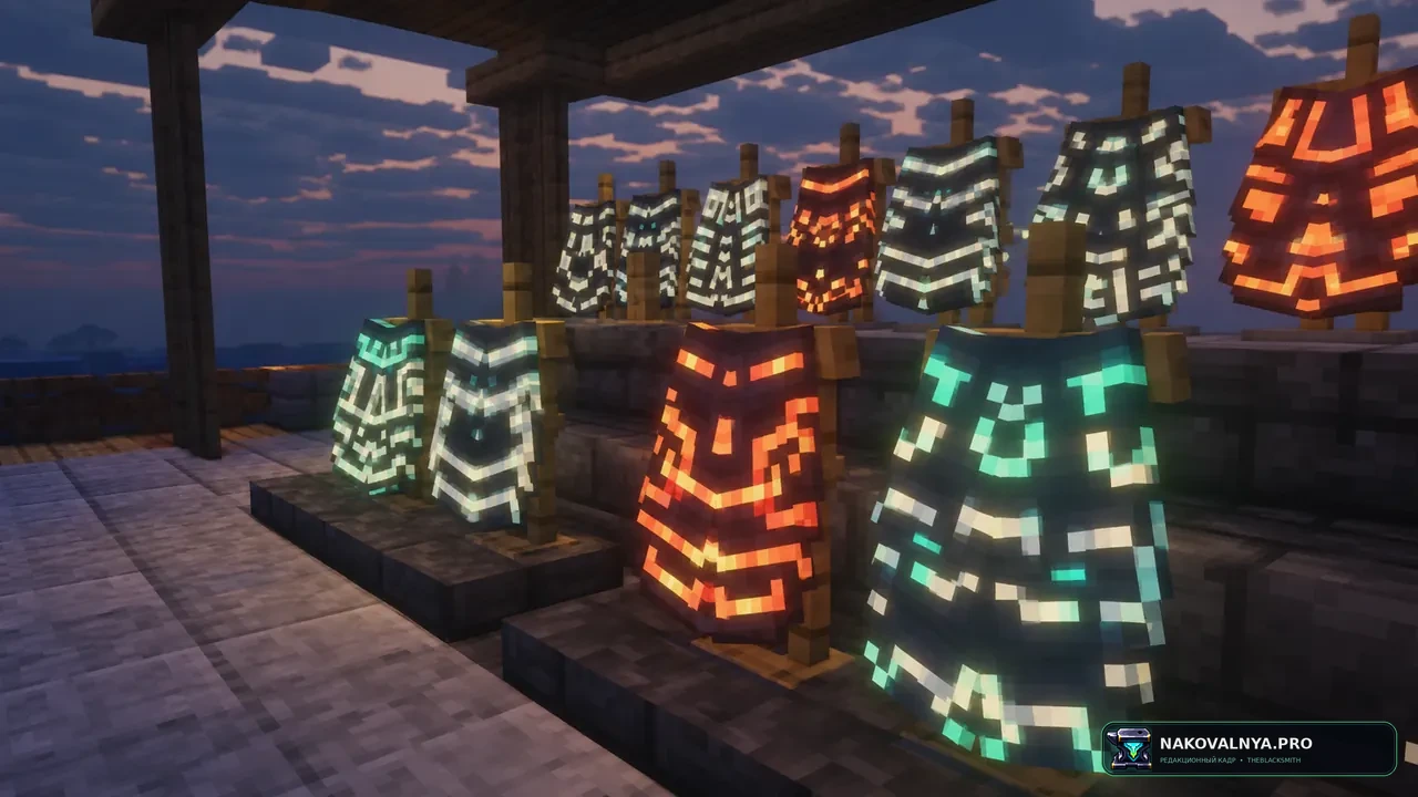 Glowing Trim Elytra: светящиеся узоры для элитр — редакционная иллюстрация 2 из 3