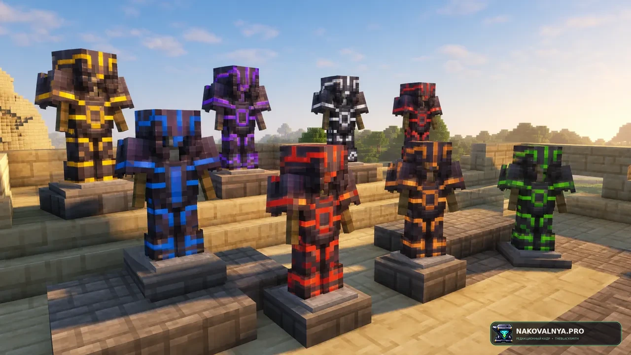 Glowing Trim Armors: светящиеся узоры отделки брони через переименование — редакционная иллюстрация 2 из 3