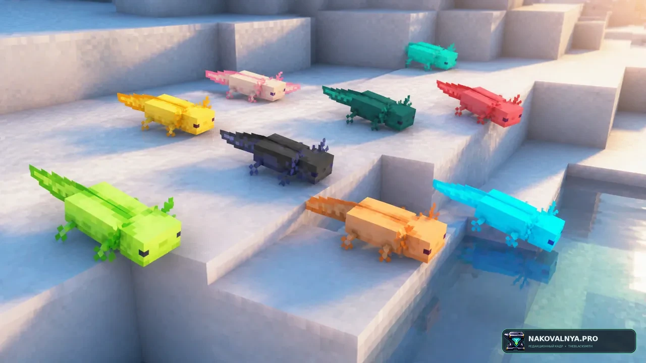 More Axolotl Variants Mod: новые варианты аксолотлей — редакционная иллюстрация 2 из 3