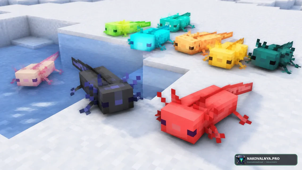 More Axolotl Variants Mod: новые варианты аксолотлей — редакционная иллюстрация 3 из 3