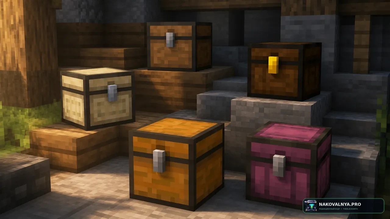 More Chests Variants (MCV): сундуки из разных пород дерева — редакционная иллюстрация 2 из 3