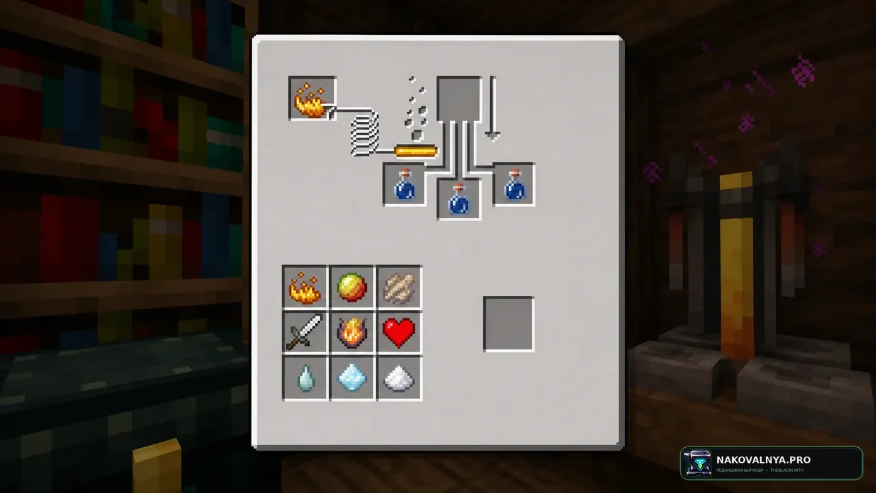Potion Recipes: Vanilla Edition!: рецепты зелий в окне варочной стойки — редакционная иллюстрация 3 из 3