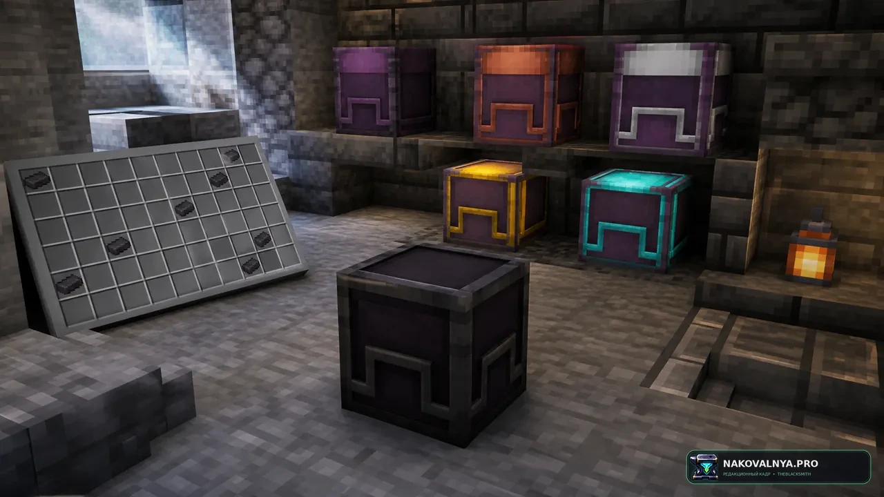 Reinforced Shulker Boxes: вместительные усиленные шалкеровые ящики — редакционная иллюстрация 2 из 3