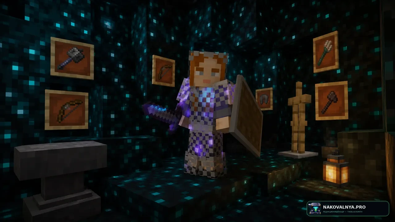 Sculk Enchantment Glint: скалковый блеск зачарований — редакционная иллюстрация 2 из 3