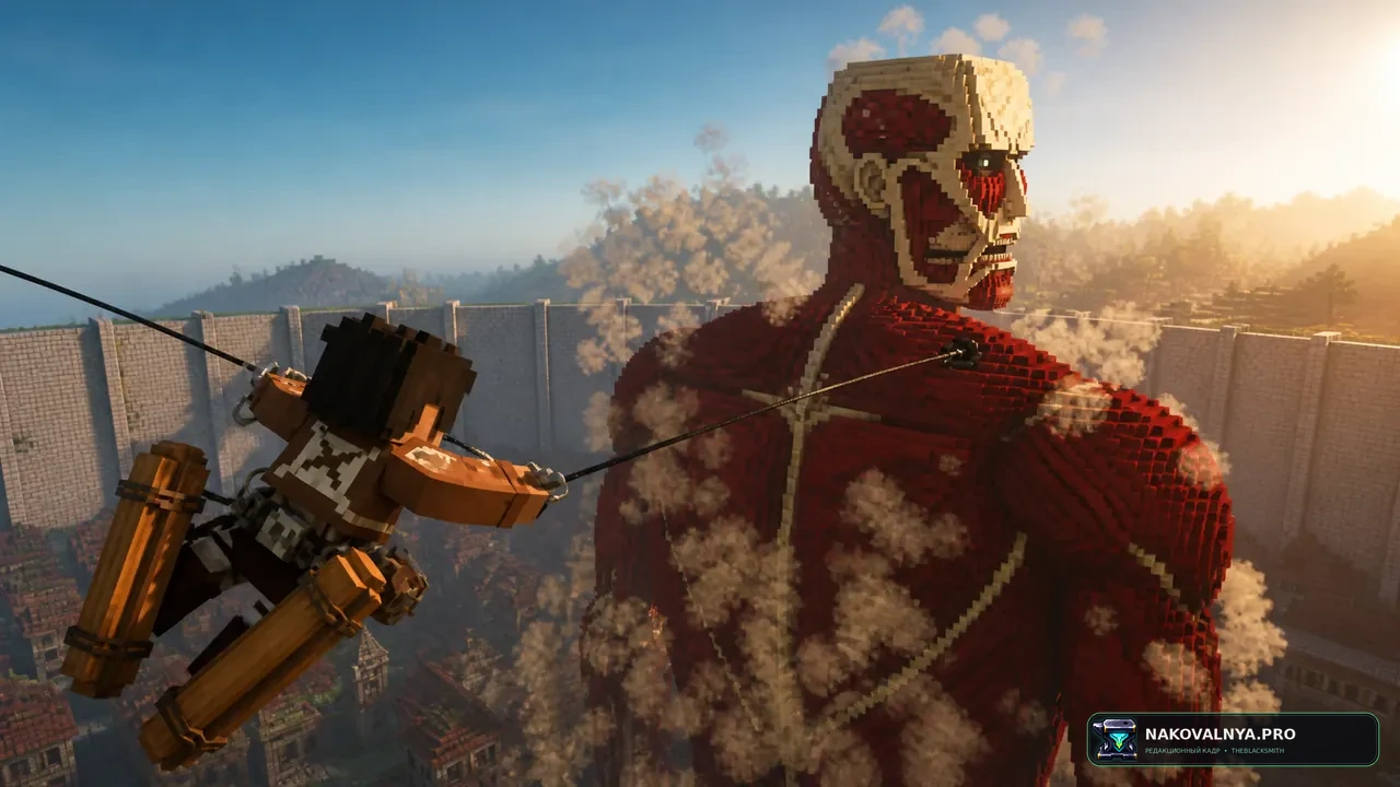 Shingeki no Craft: мир и сражения Attack on Titan — редакционная иллюстрация 2 из 3