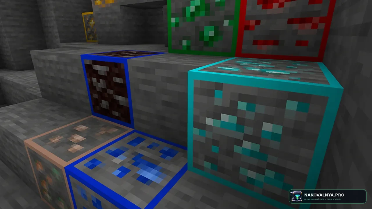Simple Outlined Ores - Blue Netherite Edition: заметные руды и синие древние обломки — редакционная иллюстрация 3 из 3