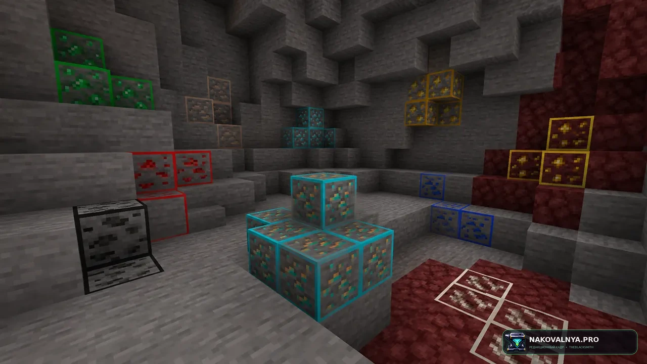 Изображение к проекту Simple Outlined Ores - Blue Netherite Edition