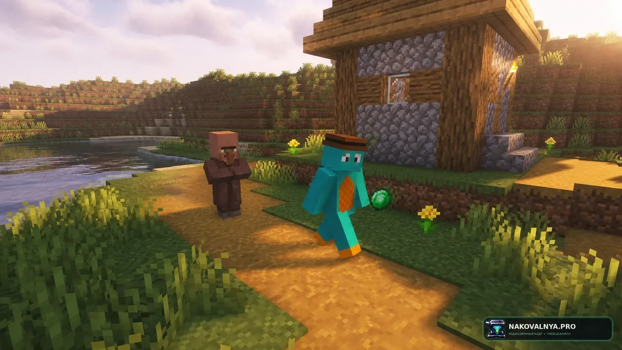 Simple Villager Follow: удобное перемещение жителей за изумрудами — редакционная иллюстрация 2 из 3