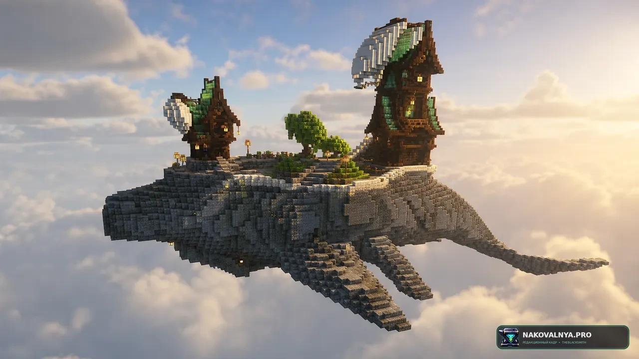 Sky Whale Ship: летающих китов со структурами — редакционная иллюстрация 2 из 3