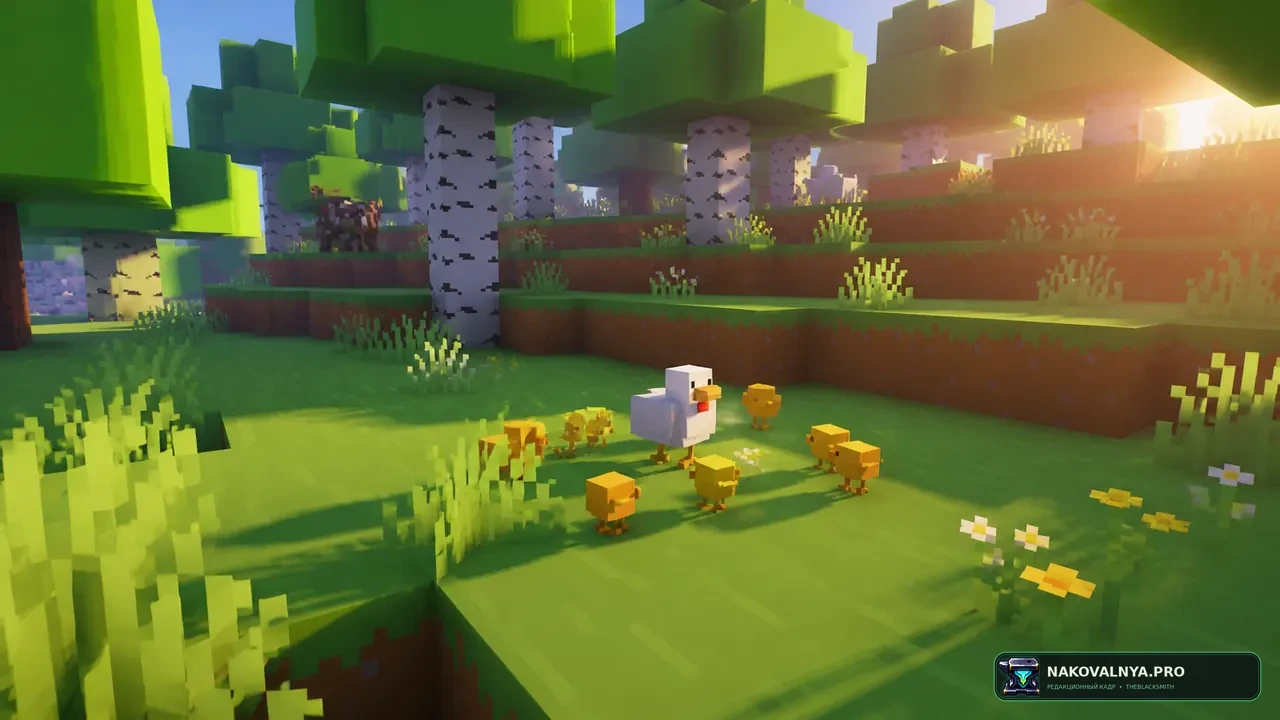Trailers Vision: стилизованный мир в духе официальных трейлеров Minecraft — редакционная иллюстрация 2 из 3