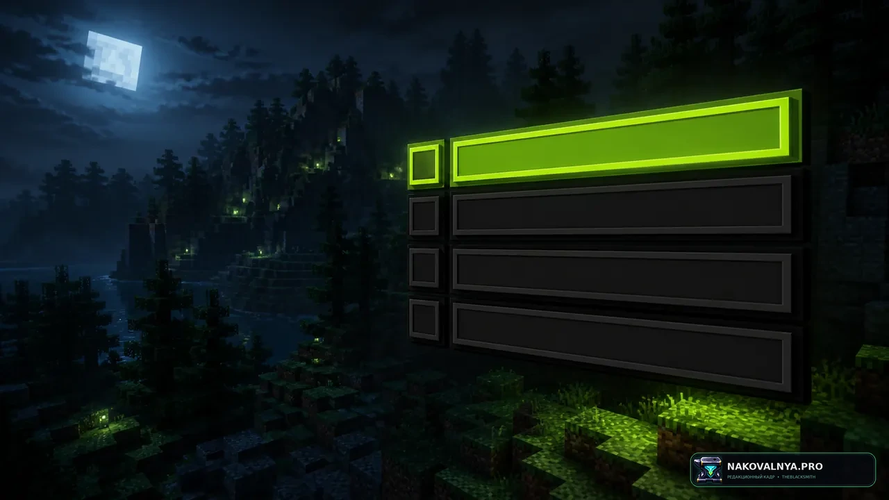 Unique Dark - Green Interface: зелёную подсветку кнопок в интерфейсе Unique Dark — редакционная иллюстрация 2 из 3
