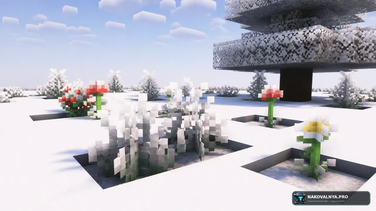White Leaves/Grass in Snow Biomes – Winter Foliage: белую зимнюю растительность в снежных биомах — редакционная иллюстрация 3 из 3