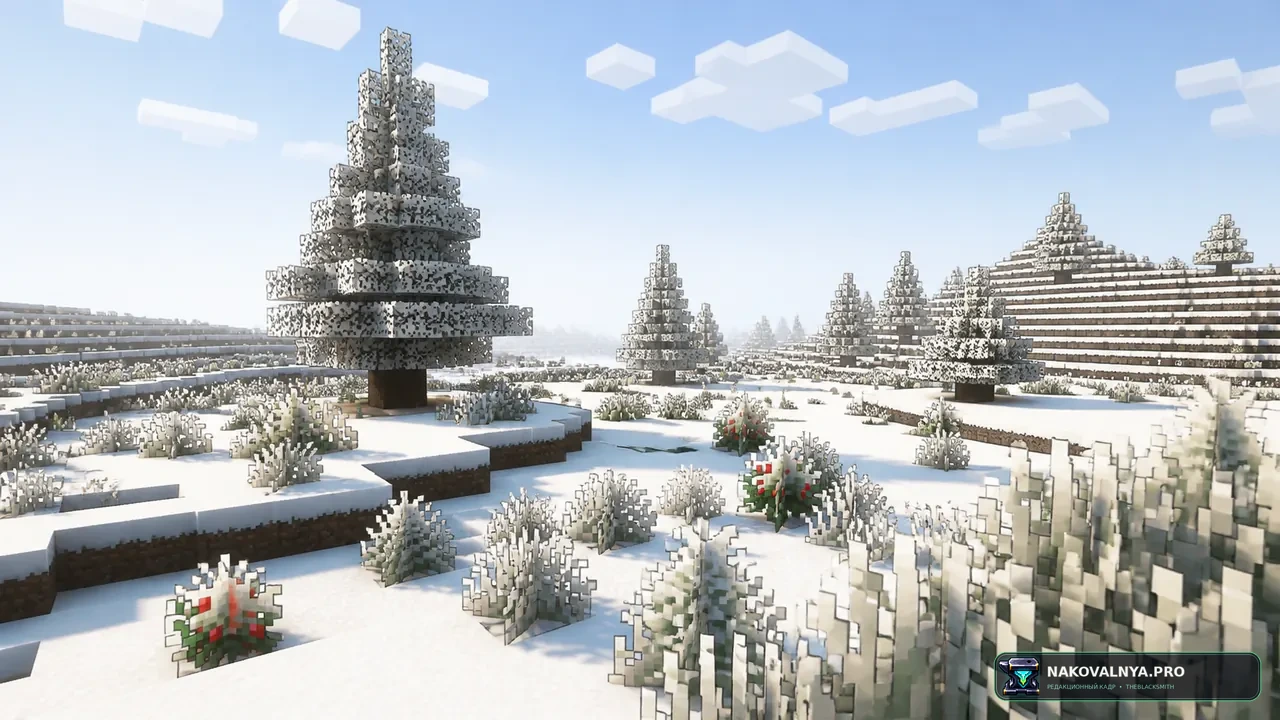 Изображение к проекту White Leaves/Grass in Snow Biomes – Winter Foliage